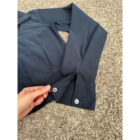 Vintage Nike Y2K Women's XS Full Zip Cropped Jacket Navy Blue Front Seams - Picture 9 of 9